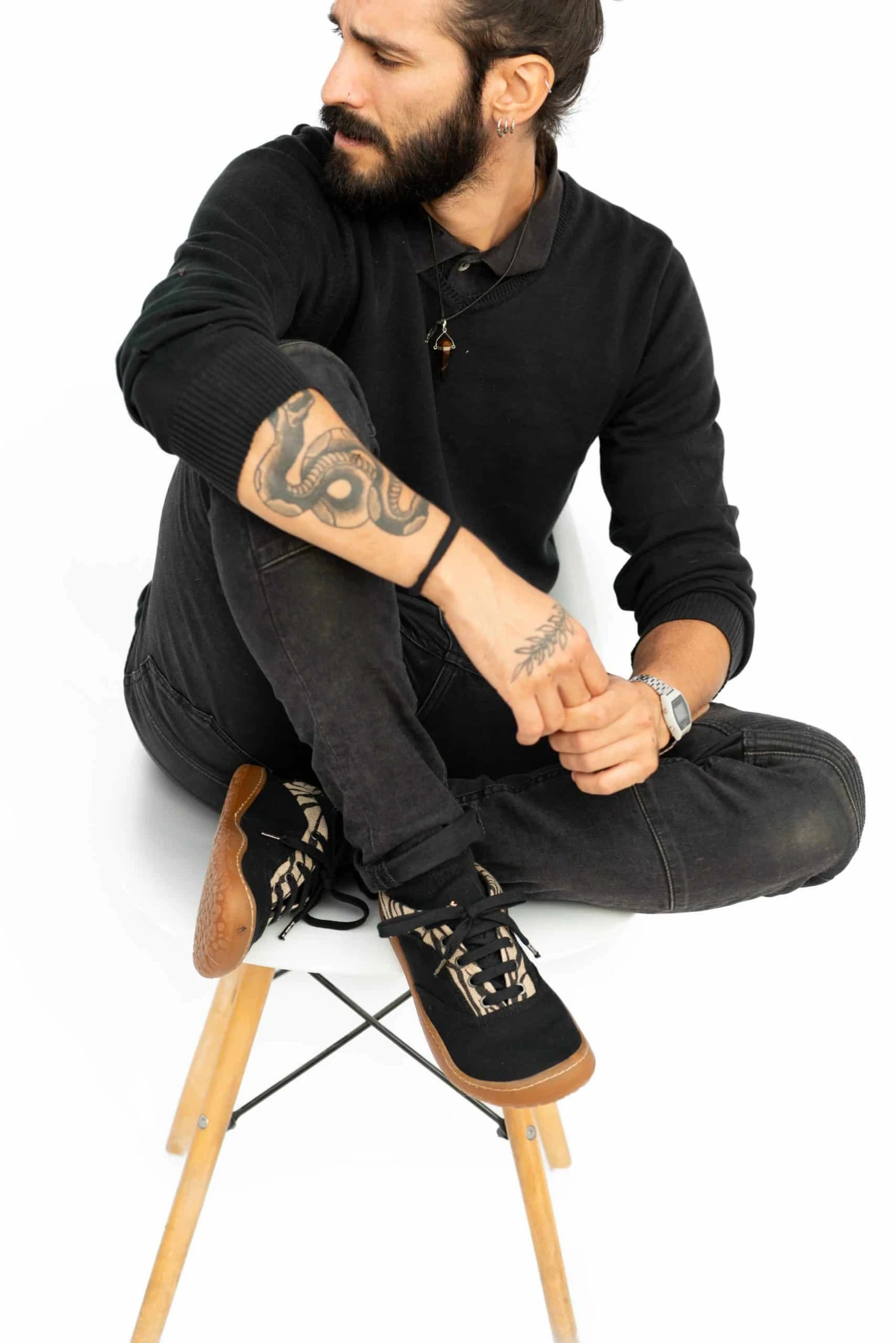 Босоногие кеды Sambas the bambas Cebra — чёрные с узором зебра, фото 4