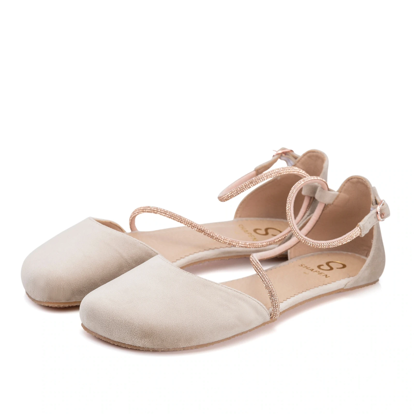 Босоногие сандалии Shapen ORCHID GLAMOUR — бежевый (бархат), фото 13